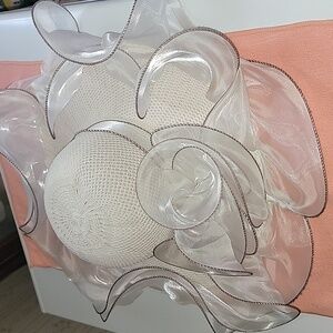 Pretty white Ruffle dress hat